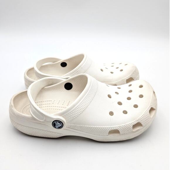 Crocs Classic Clogs Ankle Strap Round Toe Slip On Shoes Kids White Size J6 EU22 - Picture 3 of 10